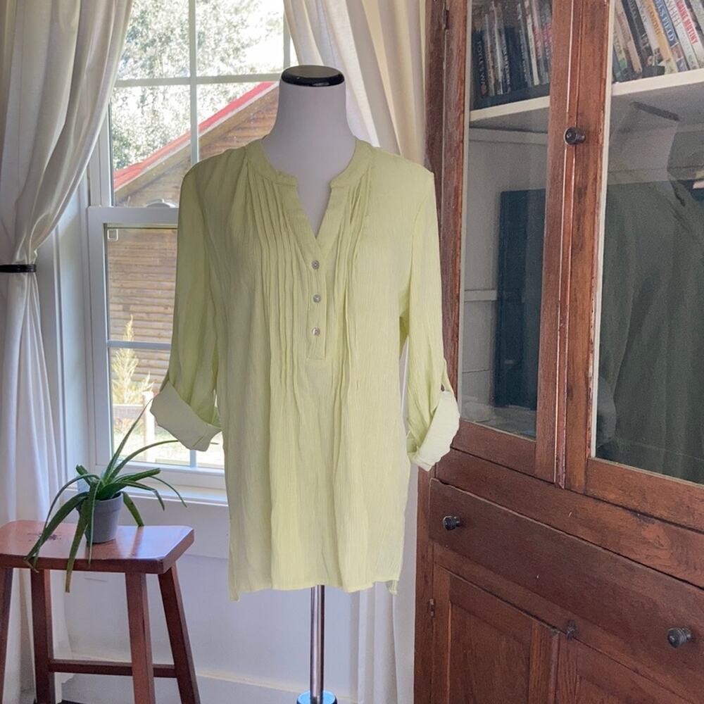 Kim Rogers Yellow/Green Tunic Top, Size L
